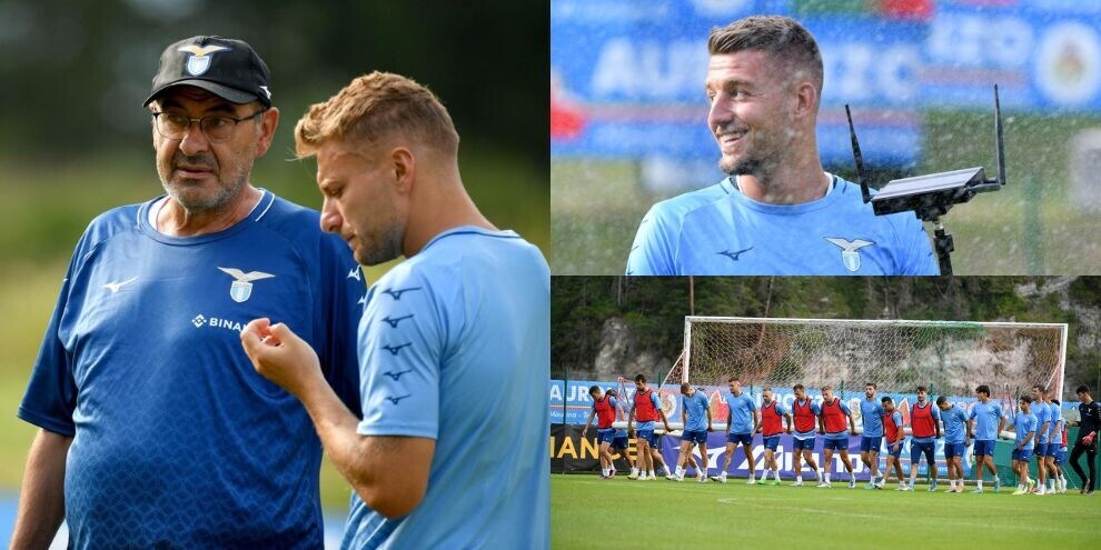 Immobile parla con Sarri, Milinkovic se la ride: Lazio al lavoro