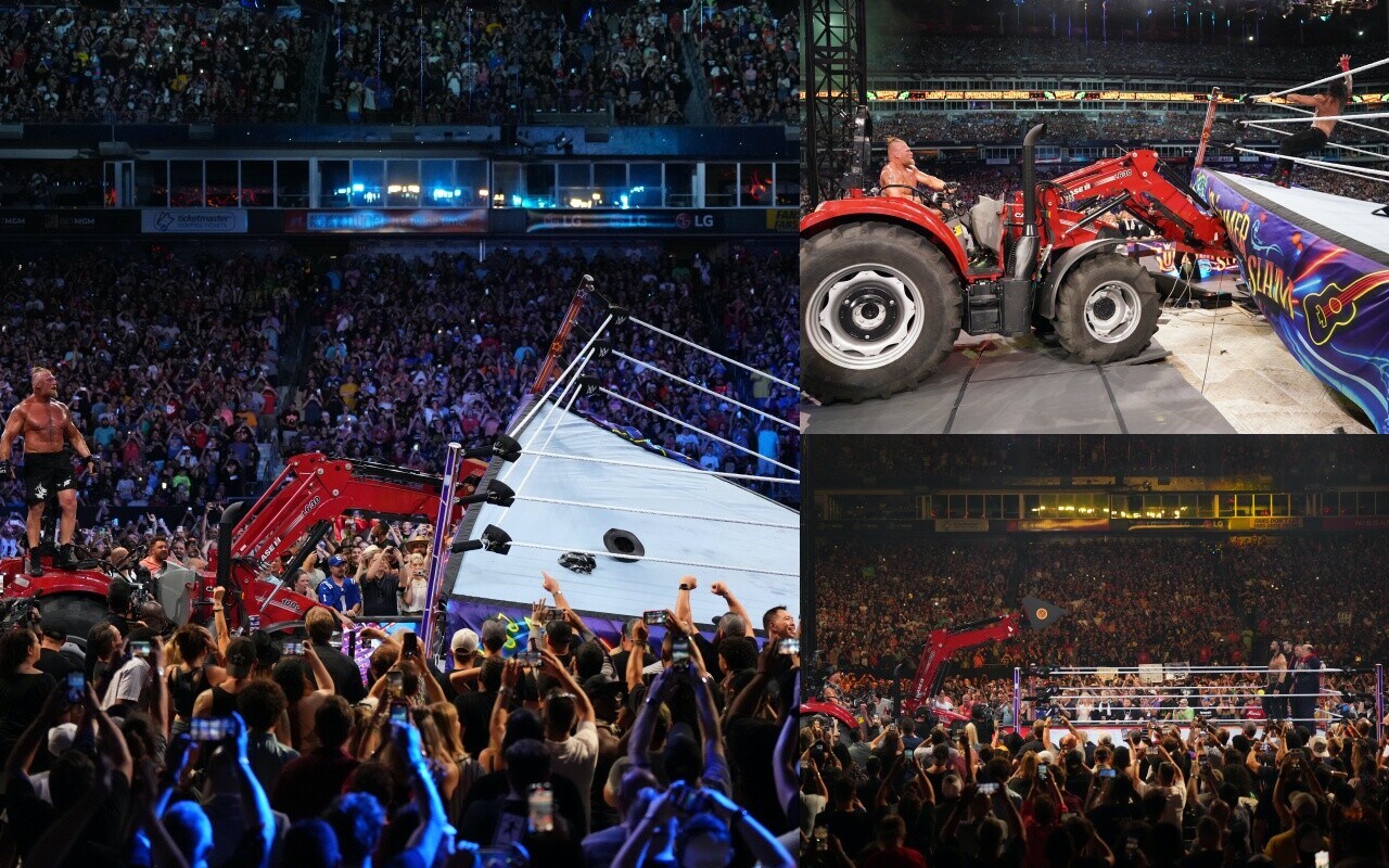 Spettacolo a WWE SummerSlam, tra trattori e ring ribaltati