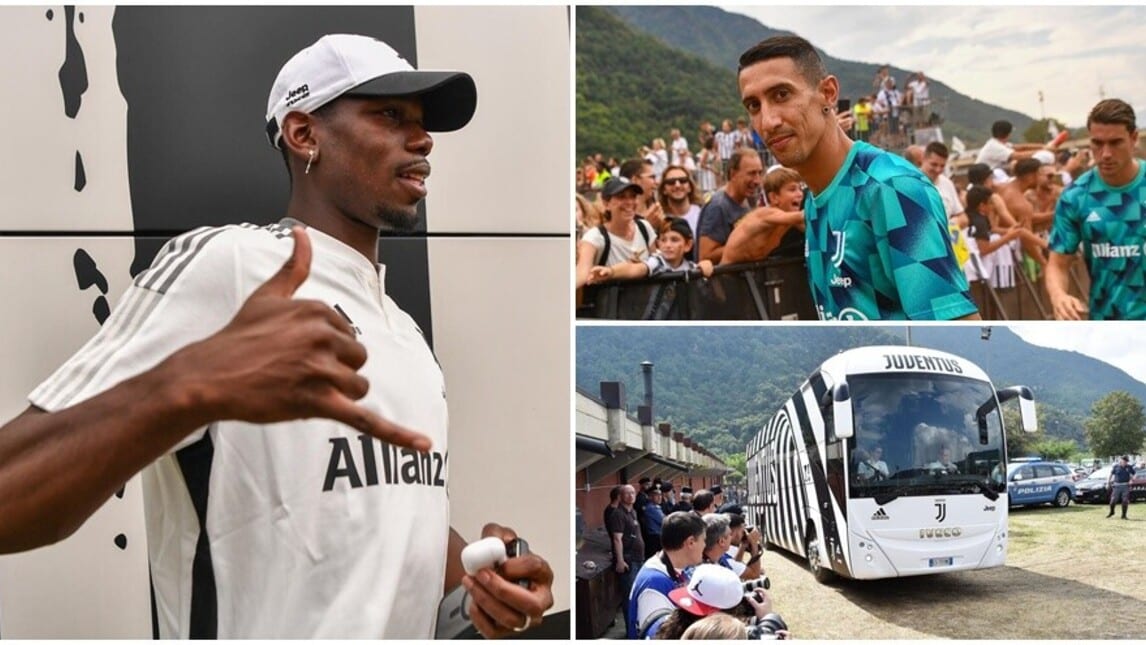 Juve, l'arrivo a Villar Perosa: c'è anche Pogba, tifosi in festa