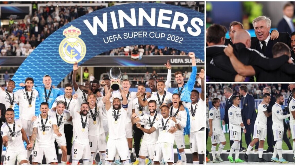 Il Real Madrid alza la Supercoppa: la gioia di Ancelotti