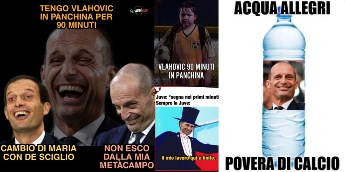La Juve e Allegri fanno scatenare i social dopo il pari di Firenze: ironie e sfottò FOTO