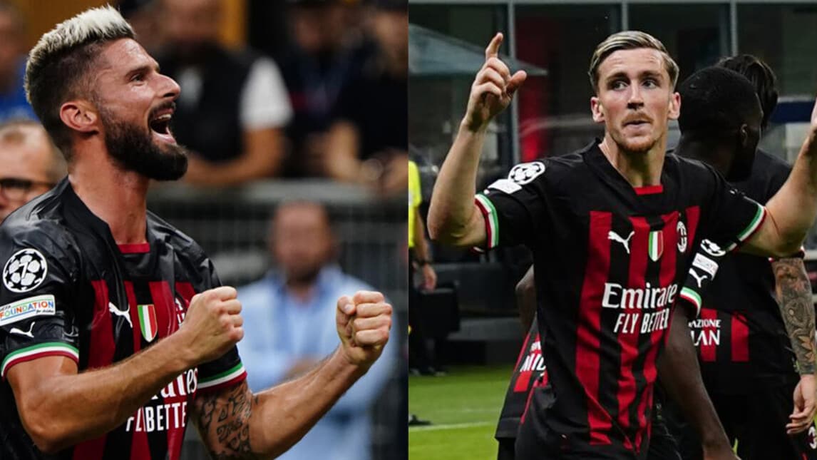 Giroud-Saelemaekers-Pobega, il primo sorriso Champions del Milan