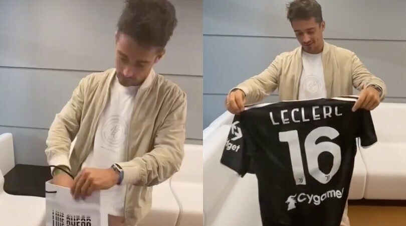 Leclerc, dopo la maglia della Lazio arriva quella della Juve: ecco la sua reazione VIDEO