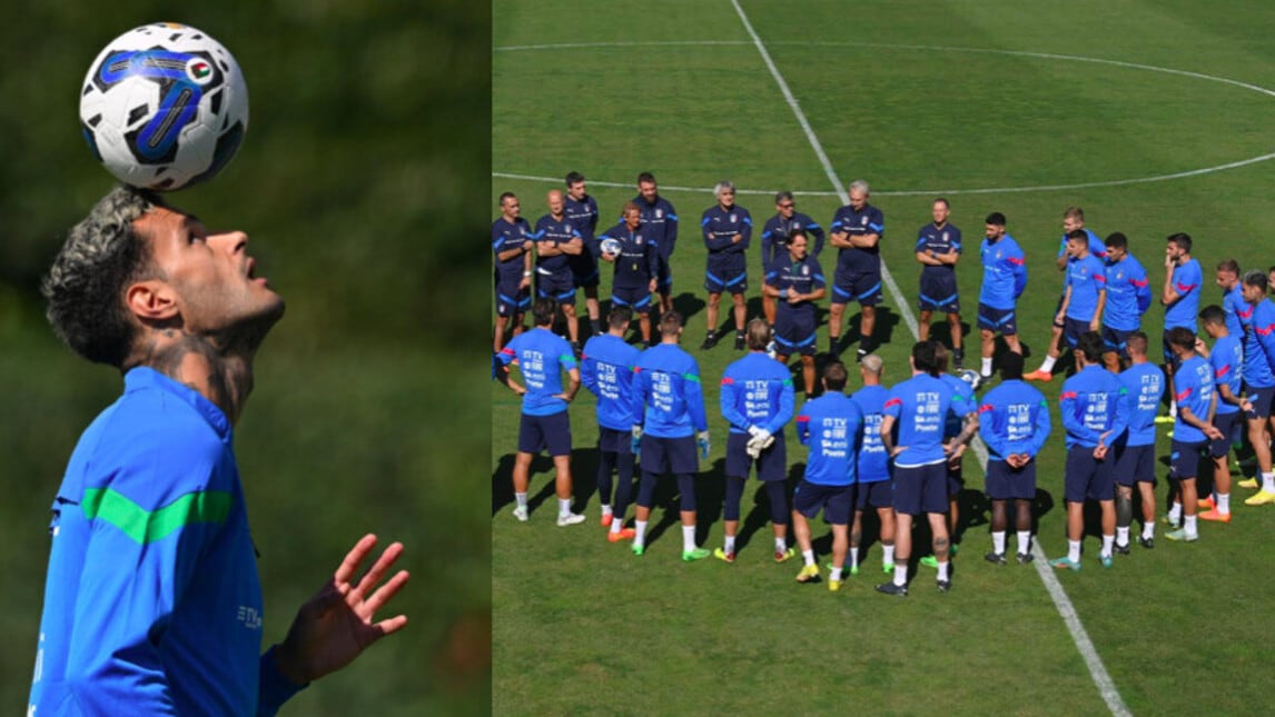 Allenamento Italia: Scamacca giocoliere, discorso di Mancini alla squadra