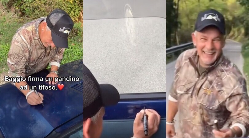 Baggio non resiste alla Panda del tifoso e... gliela autografa!