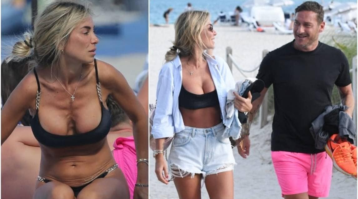 Totti e Noemi in vacanza a Miami, tutte le foto in spiaggia 