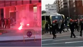 Real Sociedad-Roma: le immagini shock degli scontri in città