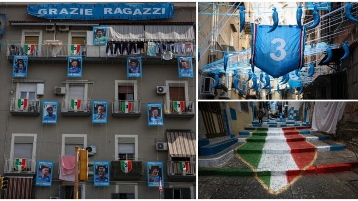 Napoli, si tinge di azzurro: tutto pronto per la festa scudetto