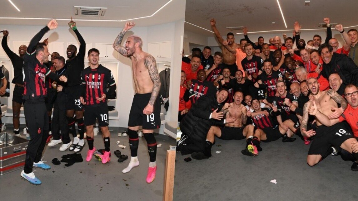 Il Milan elimina il Napoli e scatena la festa nello spogliatoio