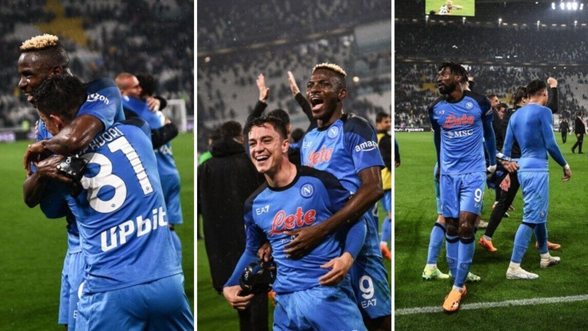 Napoli, Scudetto ad un passo: squadra sotto la curva dopo la vittoria sulla Juve