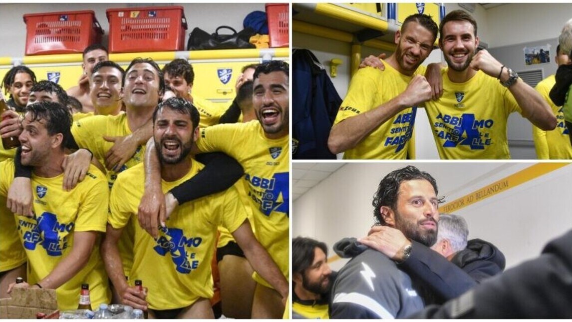 Frosinone in serie A: Grosso e i giocatori in delirio