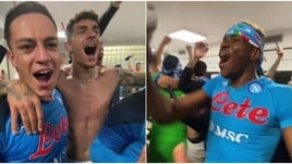 Napoli campione d'Italia, la festa negli spogliatoi per lo scudetto