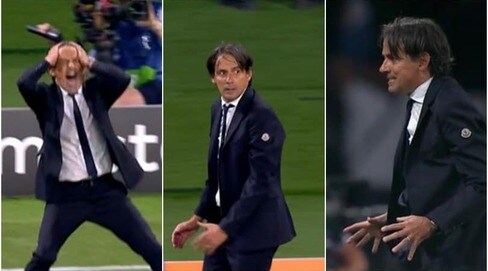 Inzaghi impazzisce in panchina dopo l'errore di Lukaku nella finale di Champions
