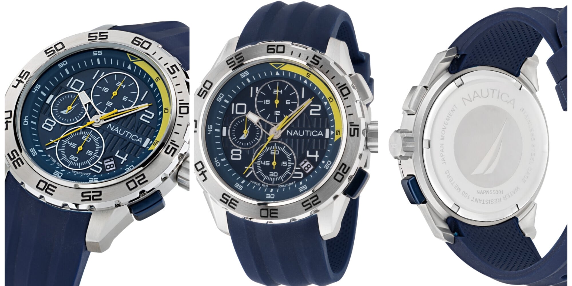 Nautica Orologio da uomo NAPNSS305 NST 101 IP nero riciclato (85%) in acciaio inossidabile, Nero/Nero/Nero