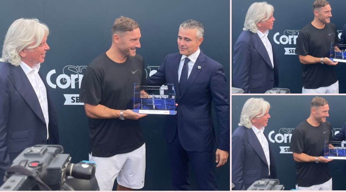 Italian Padel Awards, Ivan Zazzaroni consegna a Totti il premio Ambassador