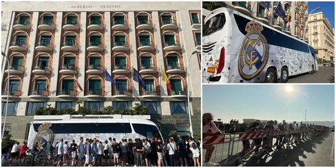 Il Real Madrid è a Napoli: l'accoglienza dei tifosi sotto l'hotel