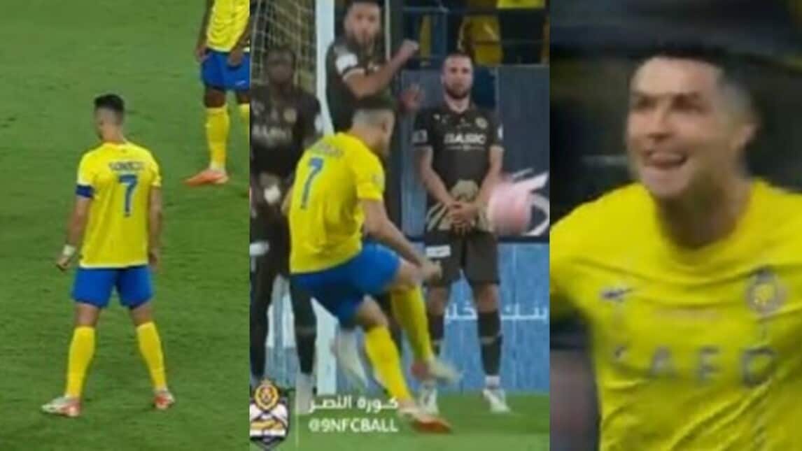 Ronaldo, il gol su punizione è incredibile: esultanza scatenata