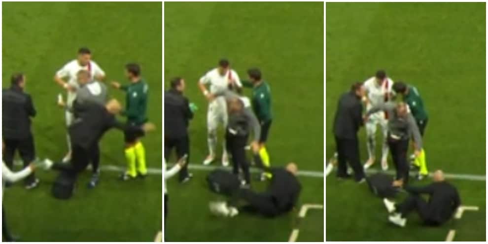 Incidente per Pioli durante Psg-Milan: la caduta a bordo campo è virale