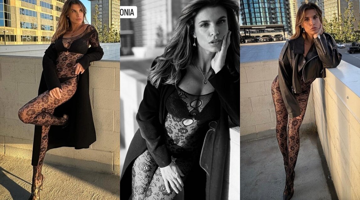 Elisabetta Canalis sempre più sexy: show in lingerie e giubbotto di pelle