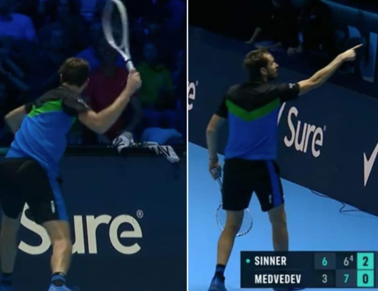 Medvedev shock, urla furiose a un tifoso: "Vieni giù". Sinner gelato