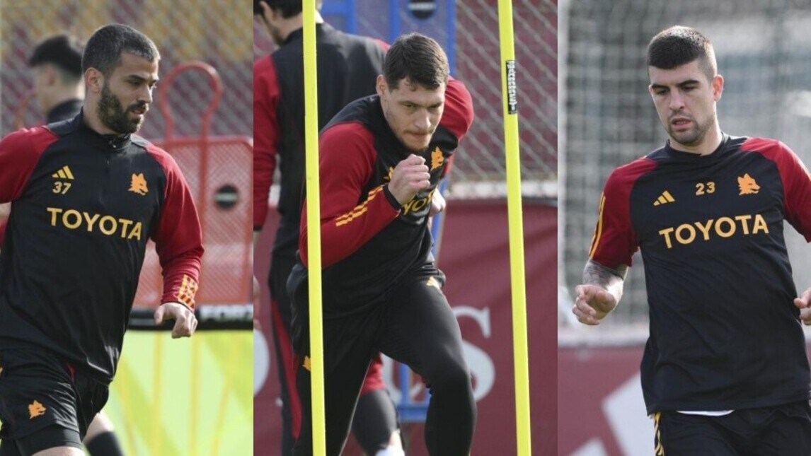 Roma in campo prima dell'Atalanta: Belotti spinge, Mancini c'è