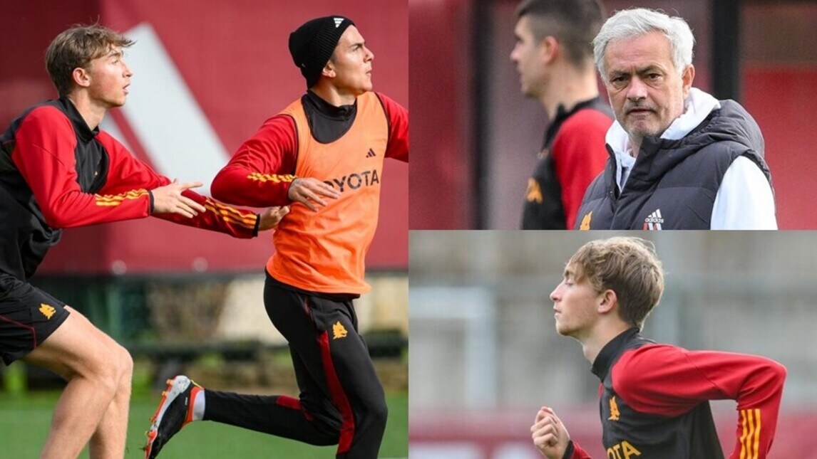 Roma in campo, Huijsen subito in gruppo e sfida Dybala