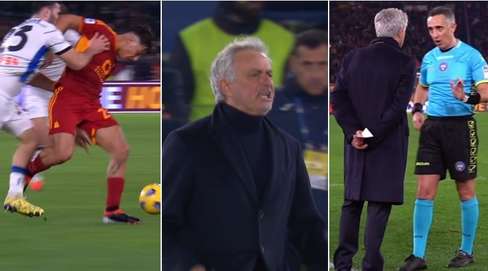 Fallo su Dybala, l'arbitro non fischia: Mourinho impazzisce in panchina