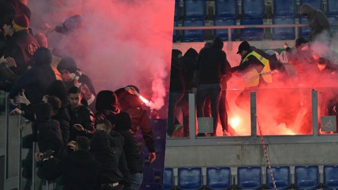 Lazio-Roma, caos dentro l’Olimpico: tifosi quasi a contatto