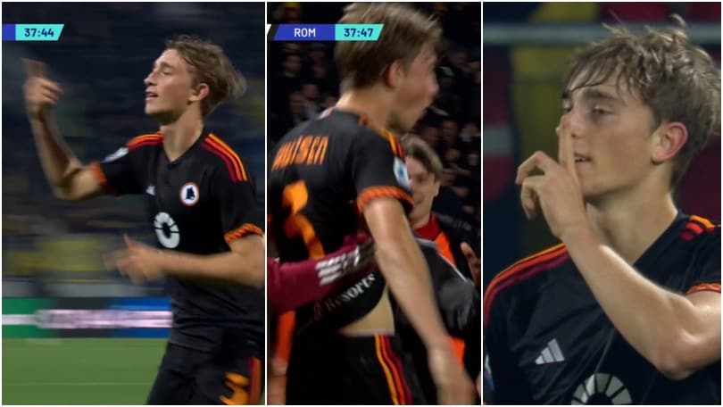 Huijsen accende Frosinone-Roma: gol, esultanza alla Ronaldo e poi zittisce i fischi