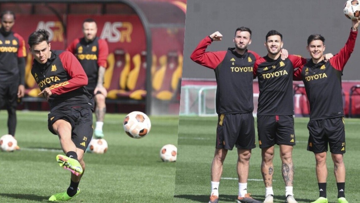 Roma, c'è il Brighton: Dybala scalda anche il destro e festeggia col pallone