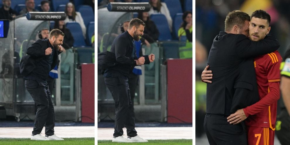 De Rossi senza freni: le foto dell'esultanza sfrenata in Roma-Sassuolo