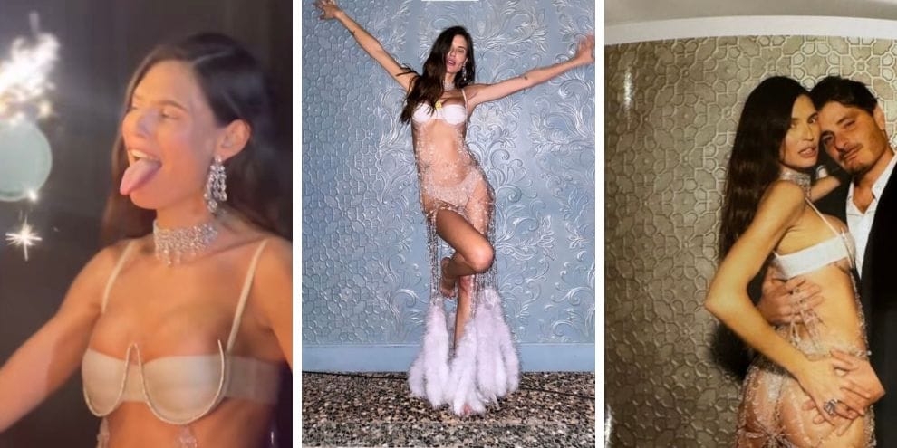 Bianca Balti: sexy trasparenze in bianco per un compleanno hot