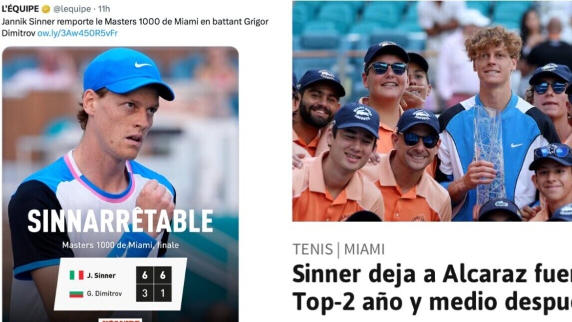 Sinner trionfa a Miami, le reazioni della stampa estera