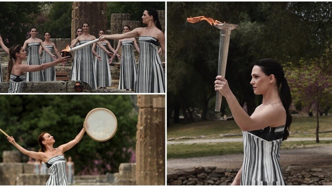 Olimpiadi, accesa in Grecia la sacra fiamma a cento giorni da Parigi 2024