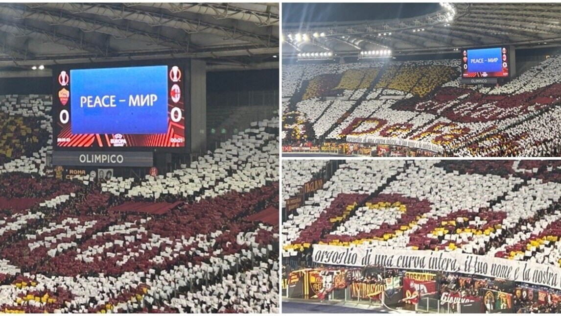 Roma-Milan, la coreografia della Sud dedicata ad Antonio De Falchi