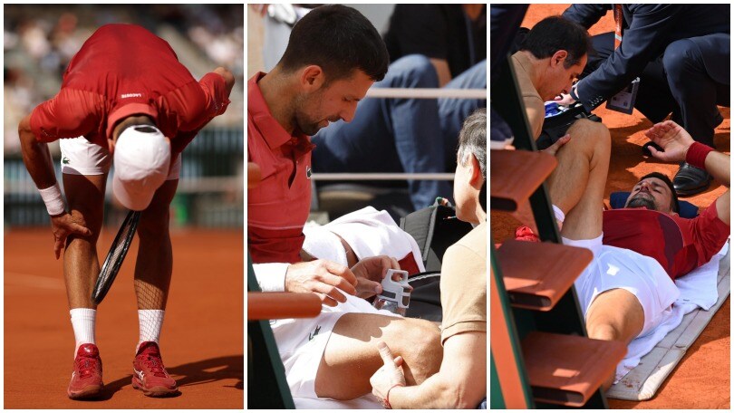 Brivido Djokovic, problema al ginocchio durante la partita contro Cerundolo al Roland Garros