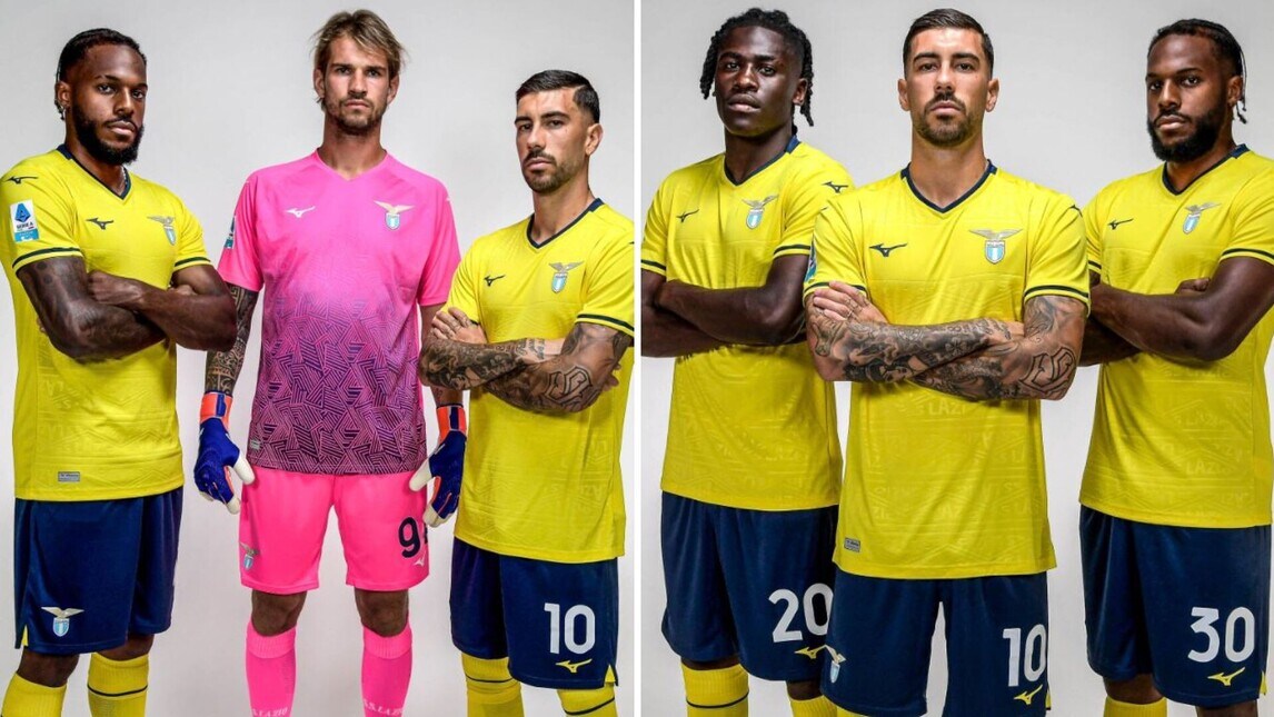 Lazio, presentata la maglia da trasferta: è gialla con dettaglio sul retro
