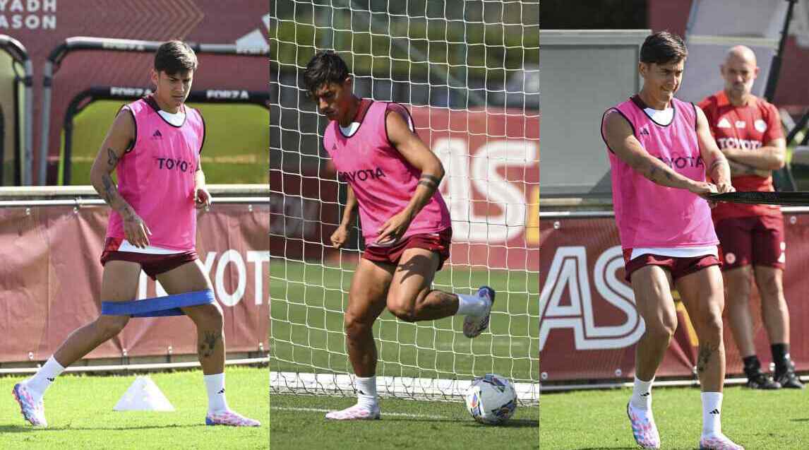 Roma, Dybala corre e suda con la squadra a Ferragosto