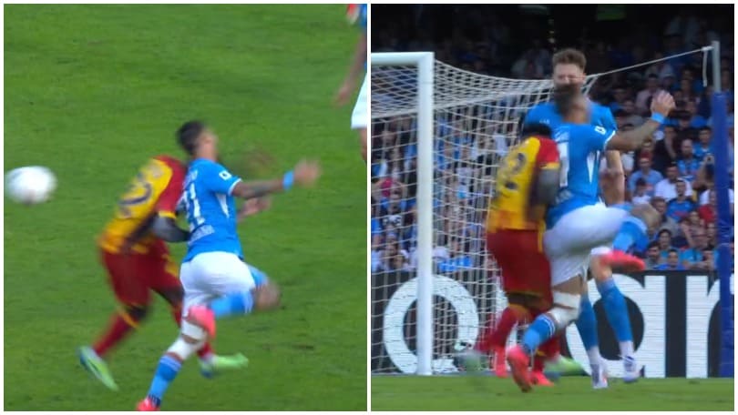 Napoli-Lecce, Banda frana addosso a Politano: la sequenza del rigore non concesso
