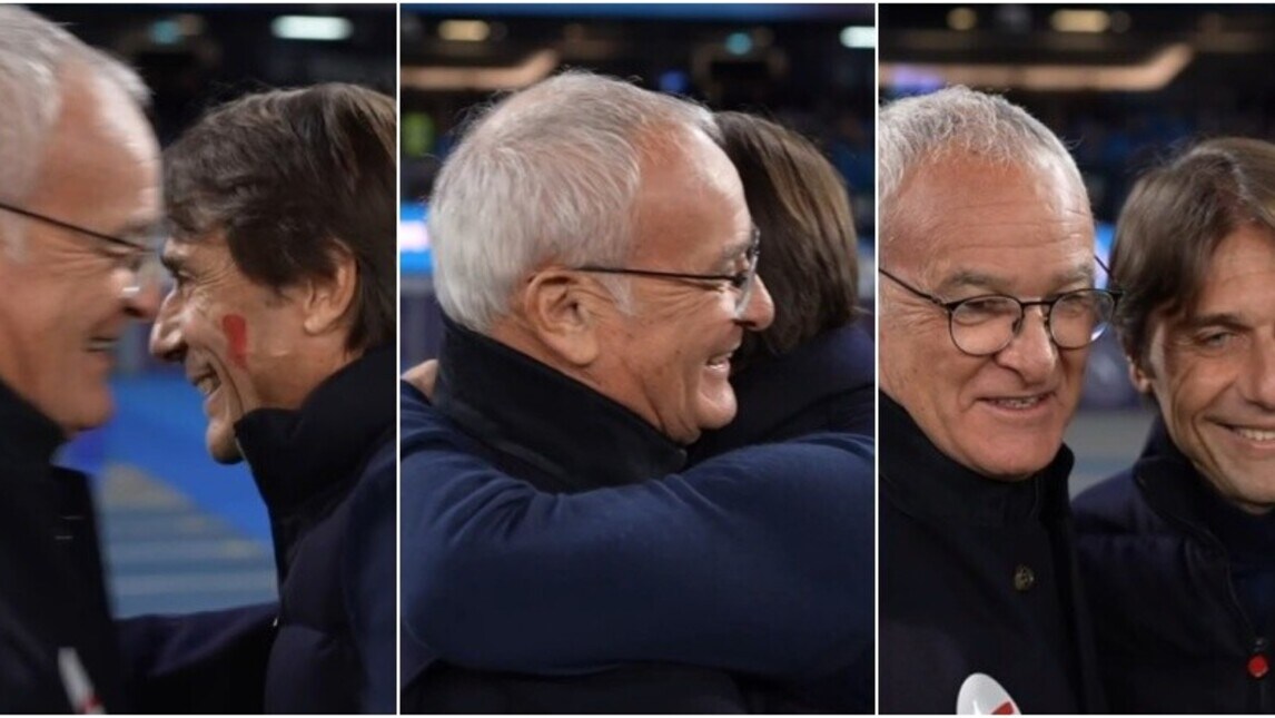Ranieri-Conte, l'abbraccio da brividi prima di Napoli-Roma