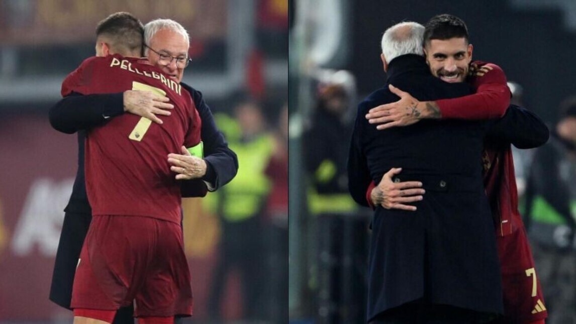 Roma, l'abbraccio speciale tra Pellegrini e Ranieri: l'esultanza dopo il gol contro il Braga