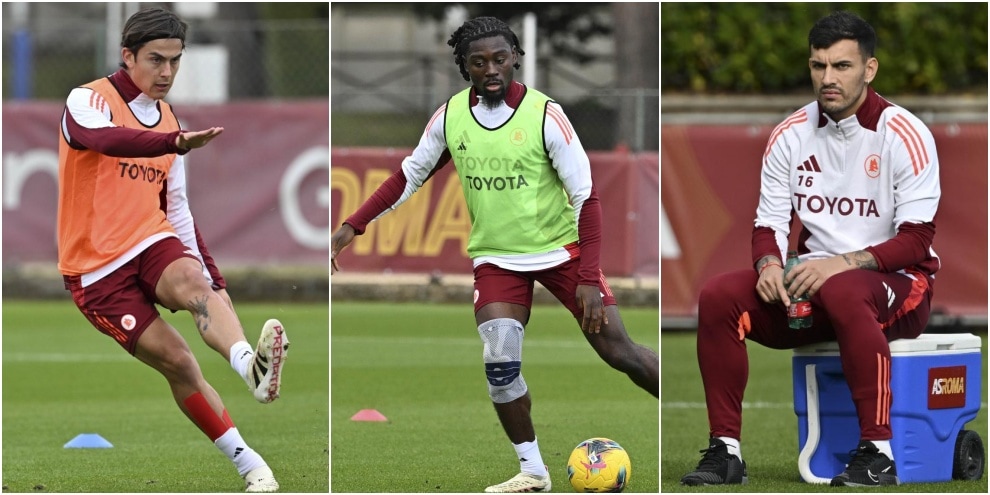 Roma, Koné si allena in gruppo con il tutore. C'è anche Dybala