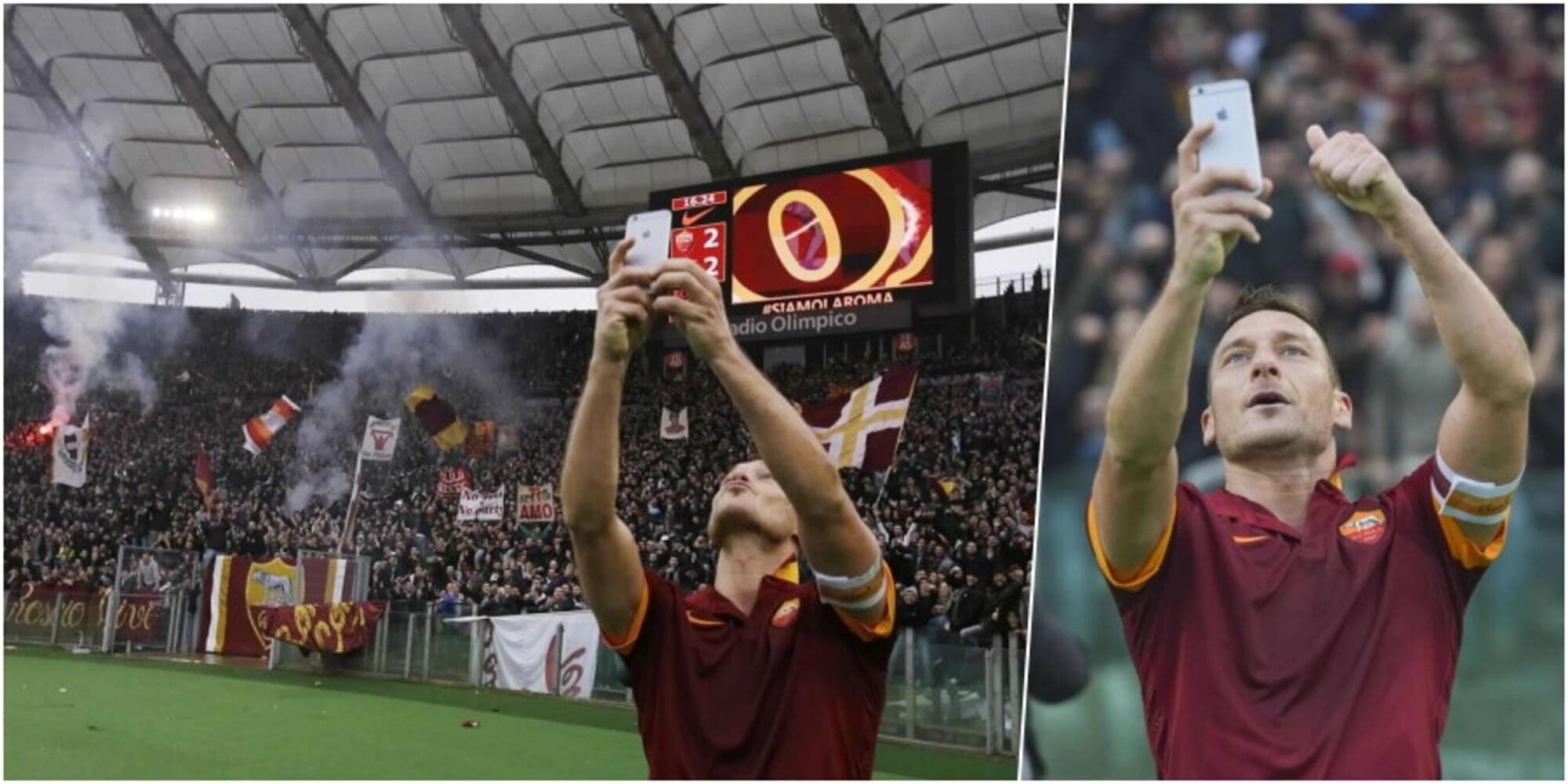 Totti, dieci anni fa il selfie al derby: ricordate chi gli passò il telefono?