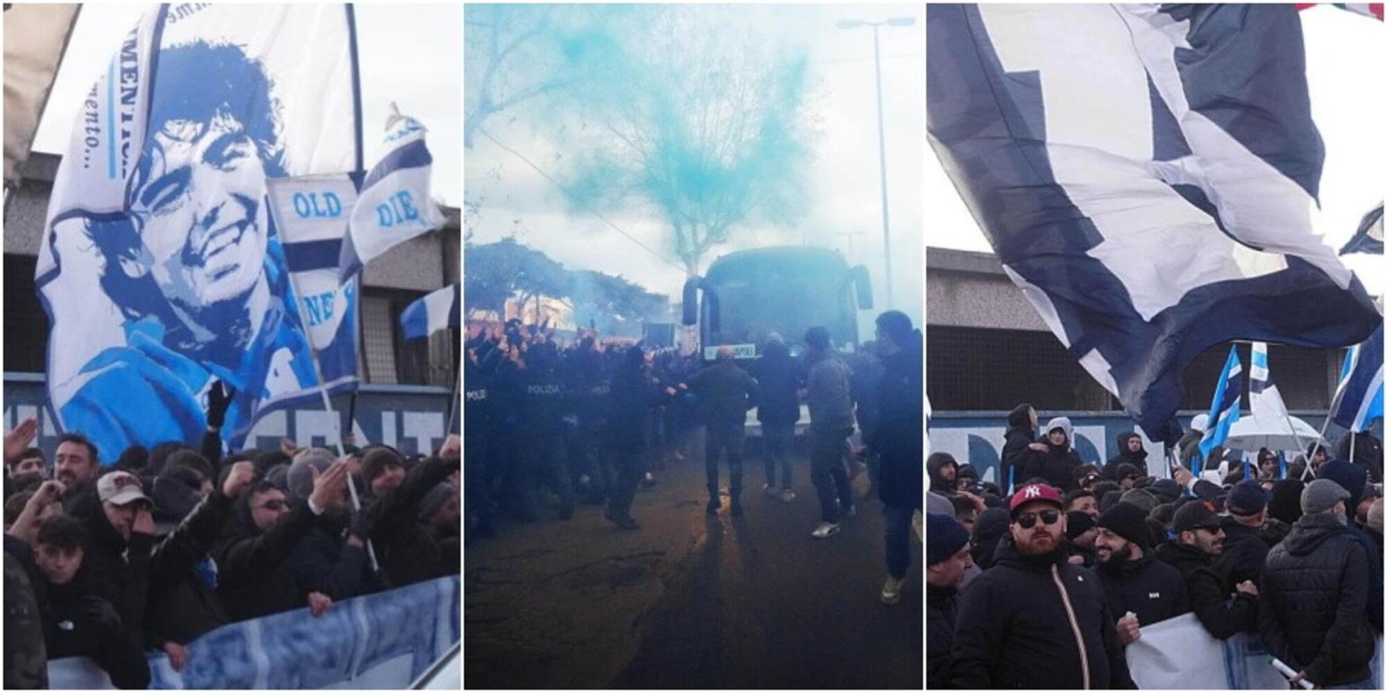 Napoli, che bolgia a Capodichino! La carica dei tifosi per l'Atalanta