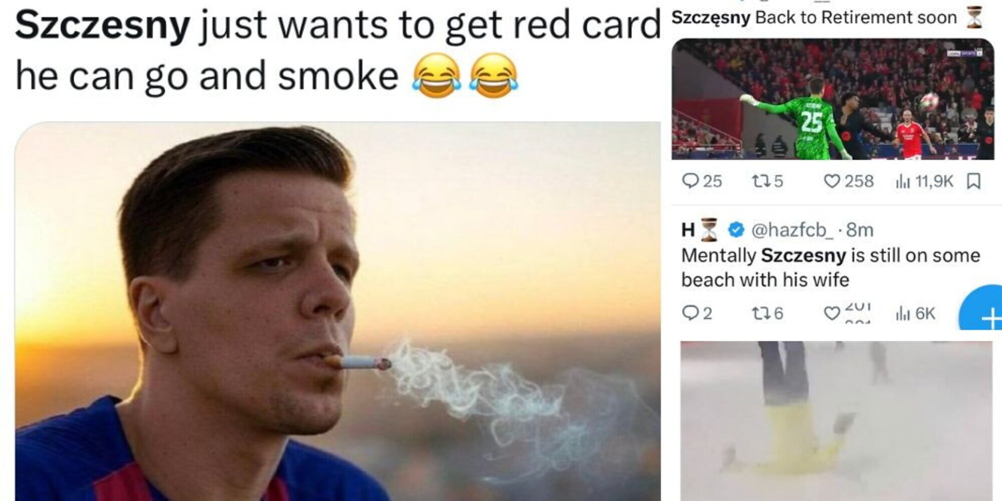 Szczesny flop con Barcellona, è pioggia di meme e ironie: "È ancora in spiaggia"