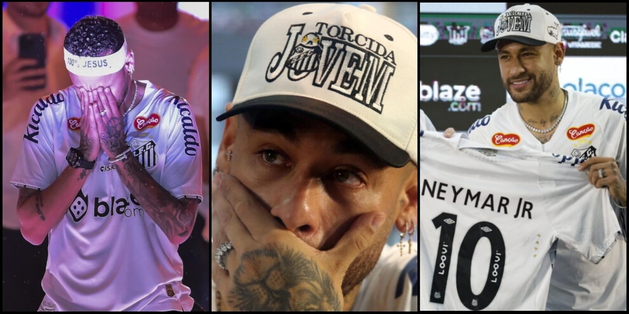 Neymar torna a casa e si commuove alla presentazione con il Santos