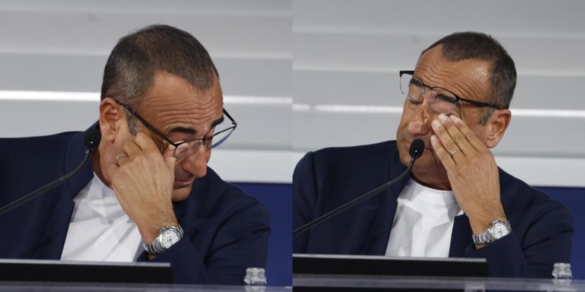 Carlo Conti parla della mamma e piange a Sanremo