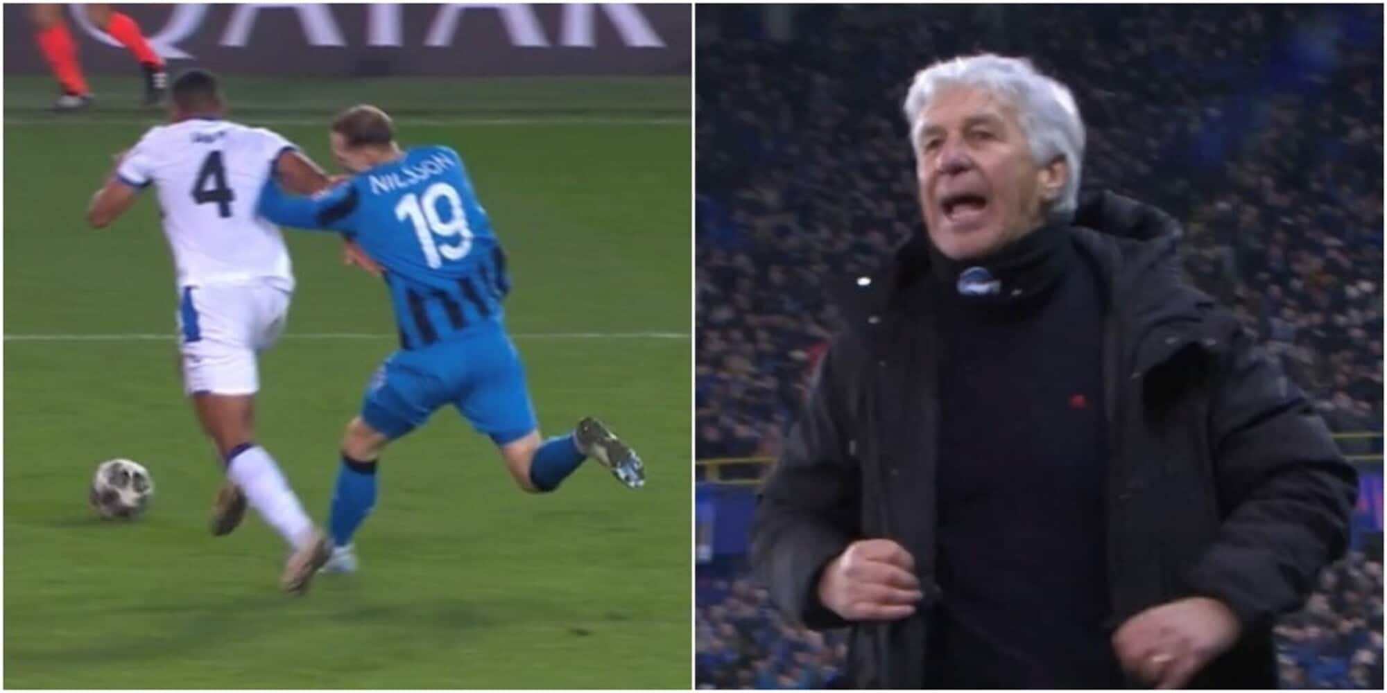 Rigore inesistente contro l'Atalanta, Gasperini arrabbiatissimo: la fotosequenza