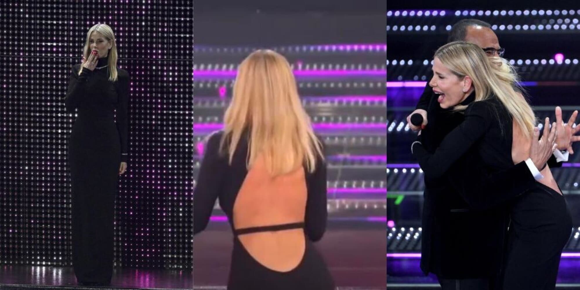 Alessia Marcuzzi, l'abito è elegantissimo. Ma quando si gira c'è la sexy sorpresa