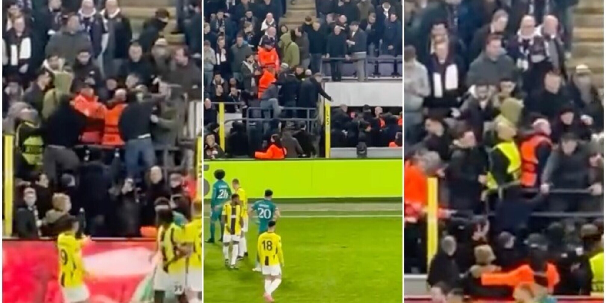 Scoppia una furiosa rissa in tribuna durante Anderlecht-Fenerbahce: le squadre escono dal campo  